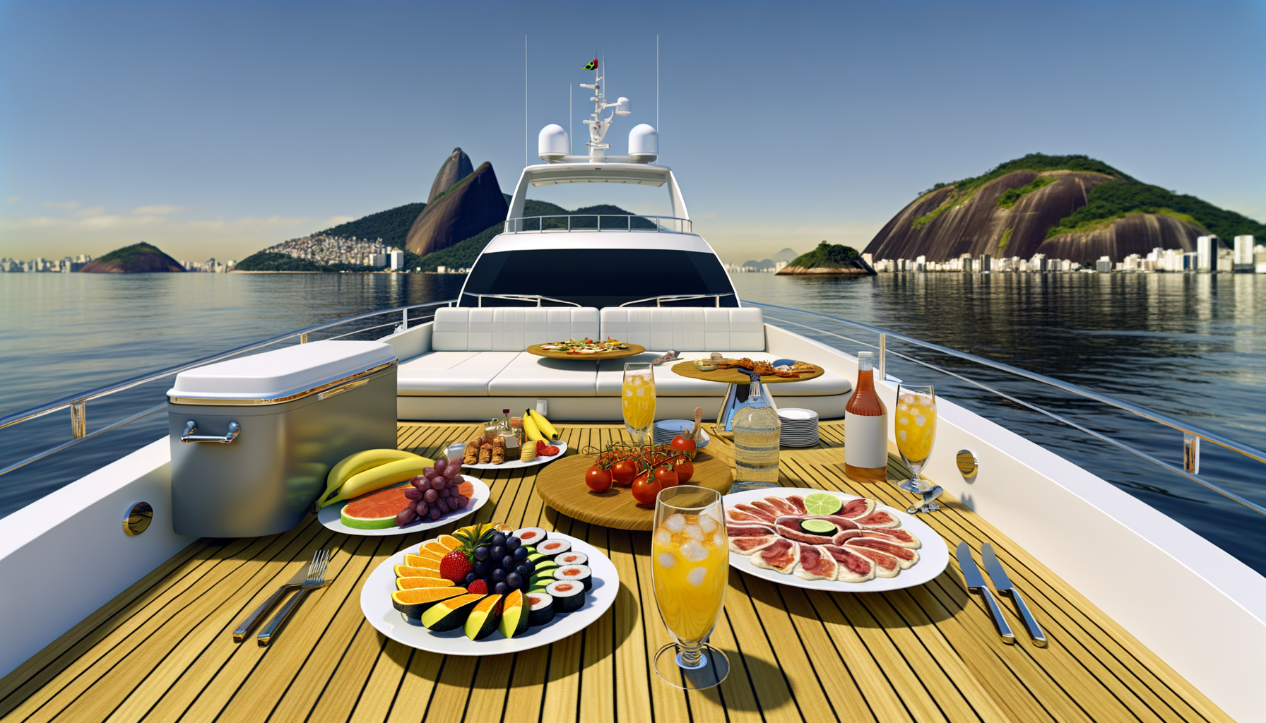 passeio de lancha com buffet e bebidas no Rio de Janeiro